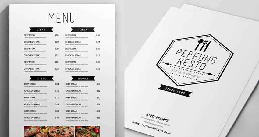 Minimalist Menu Template Photoshop PSD