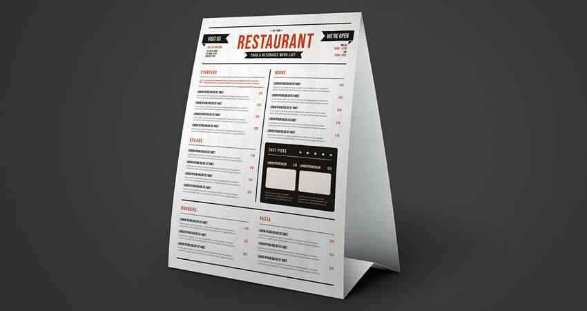 Restaurant Table Tent Menu Mockup Template Photoshop PSD