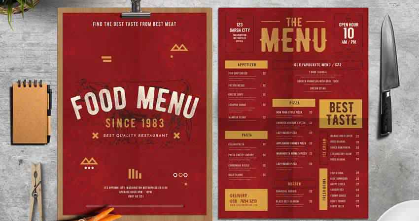 Rustic Food Menu Photoshop PSD AI