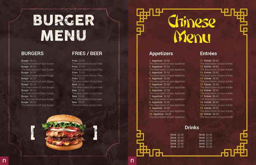 Six Restaurant Menu Templates Photoshop PSD