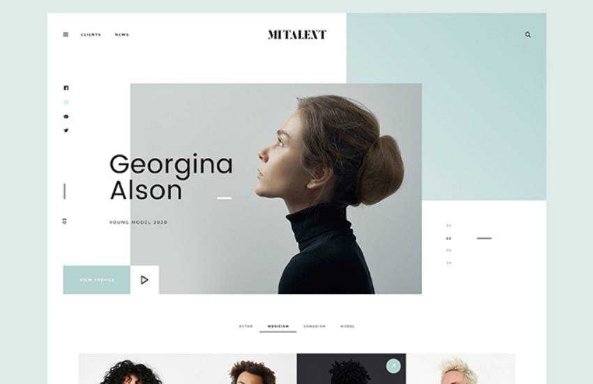 MI Talent Agency  web design layout adobe photoshop template free psd format