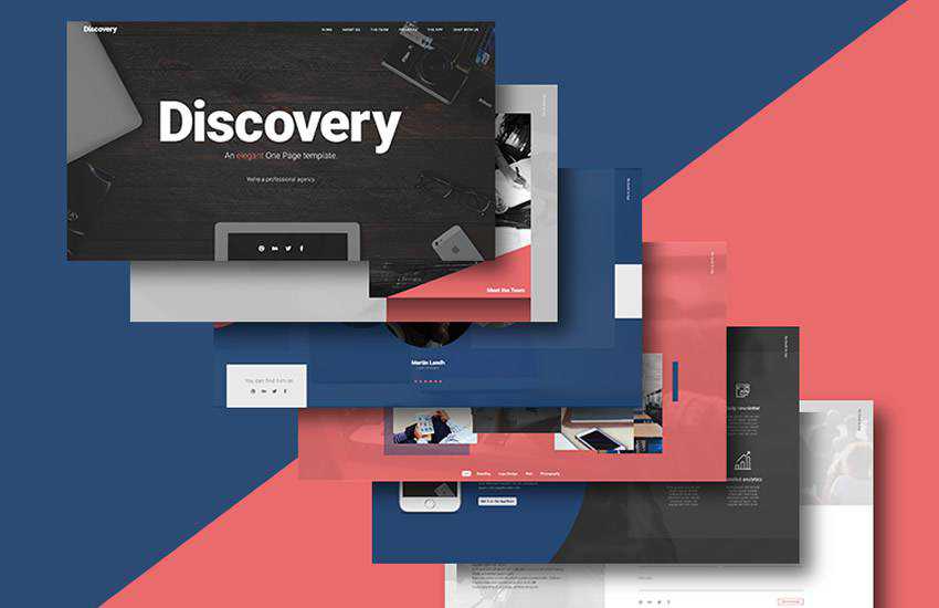 discovery one page website web design layout adobe photoshop template free psd format