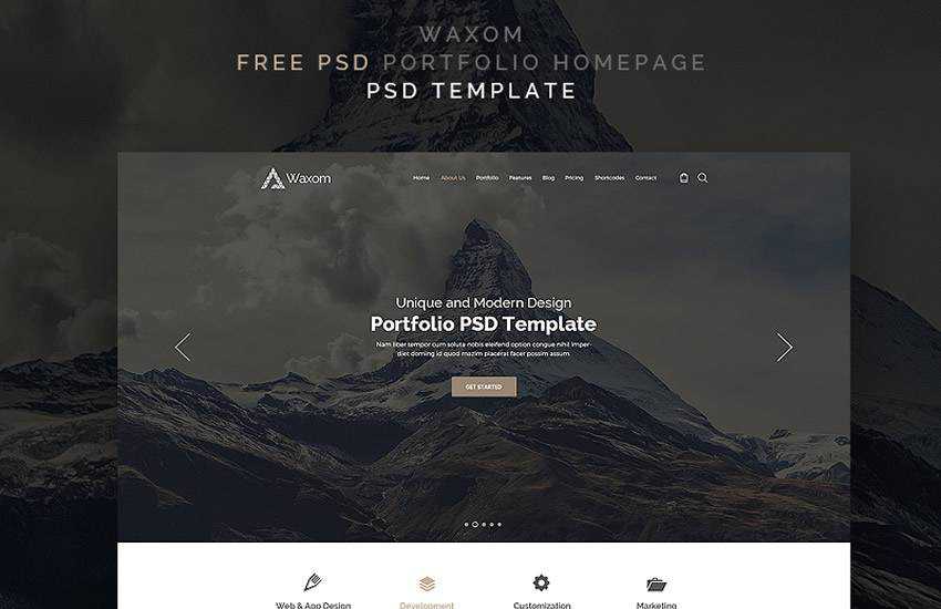 waxom personal portfolio web design layout adobe photoshop template free psd format