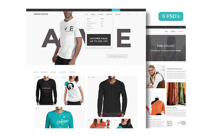 Avenue Fashion eCommerce web design layout adobe photoshop template free psd format