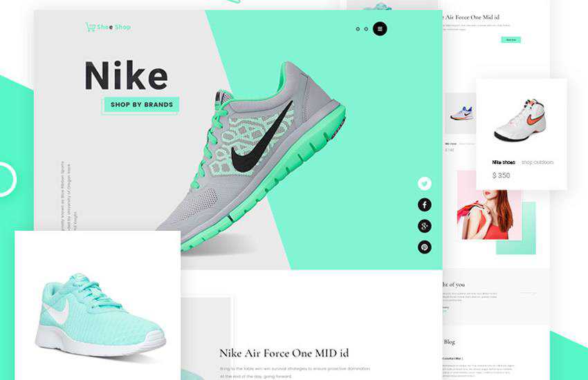 Sneakers Free eCommerce web design layout adobe photoshop template free psd format