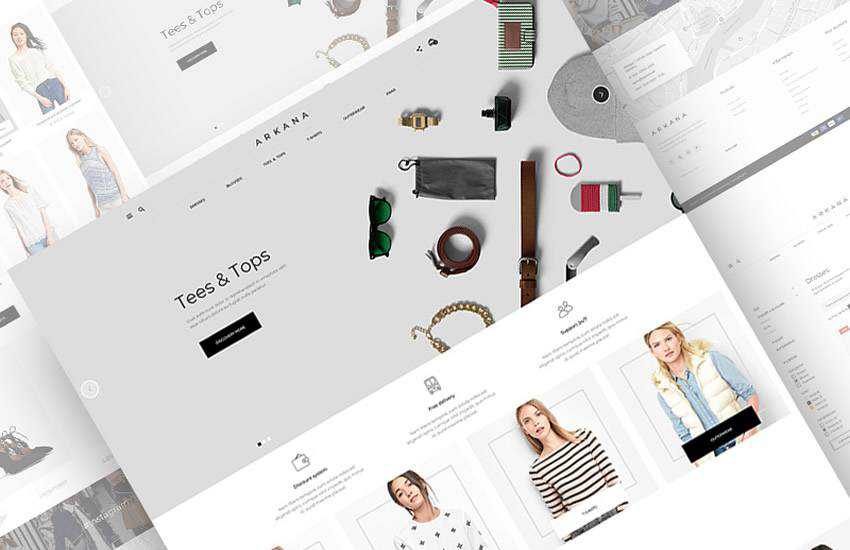 Arkana eCommerce web design layout adobe photoshop template free psd format