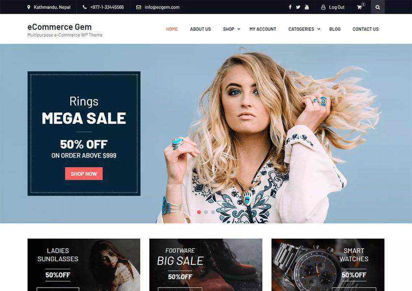 Gem Multipurpose free wordpress theme wp responsive ecommerce shop woocommerce