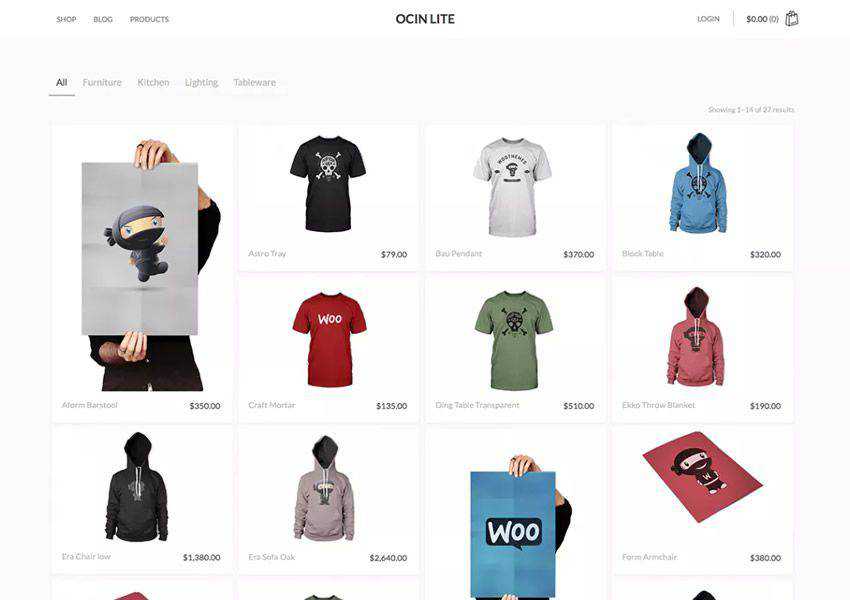 Ocin Lite free wordpress theme wp responsive ecommerce shop woocommerce