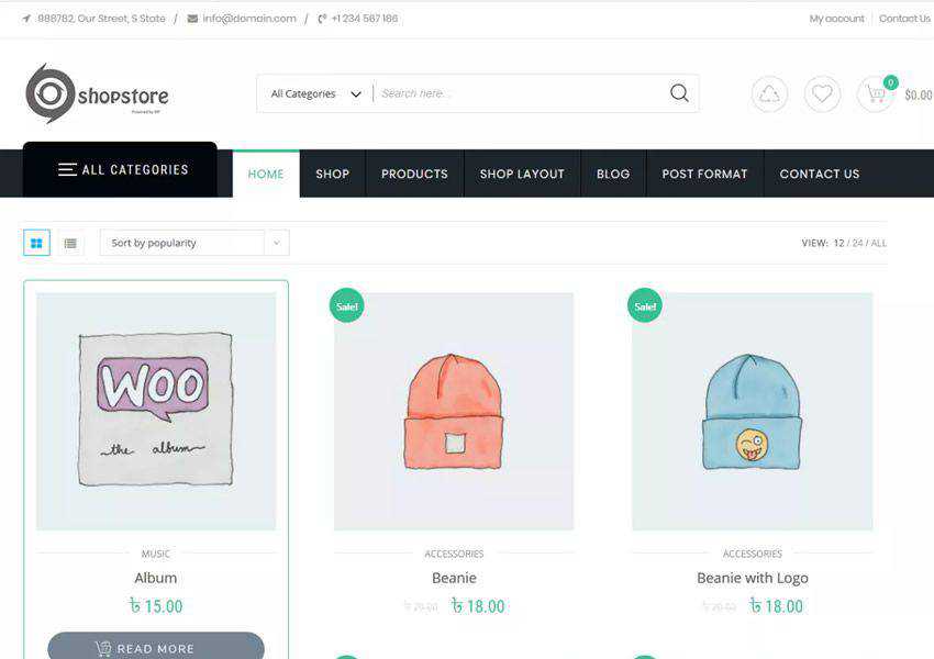 Shopstore Multipurpose free wordpress theme wp responsive ecommerce shop woocommerce