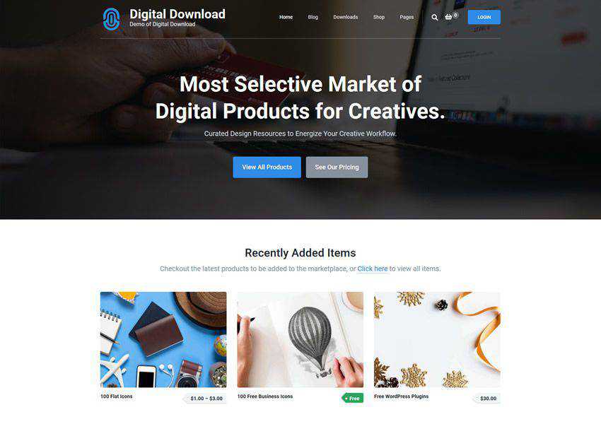 Easy Digital Download free wordpress theme wp responsive ecommerce shop