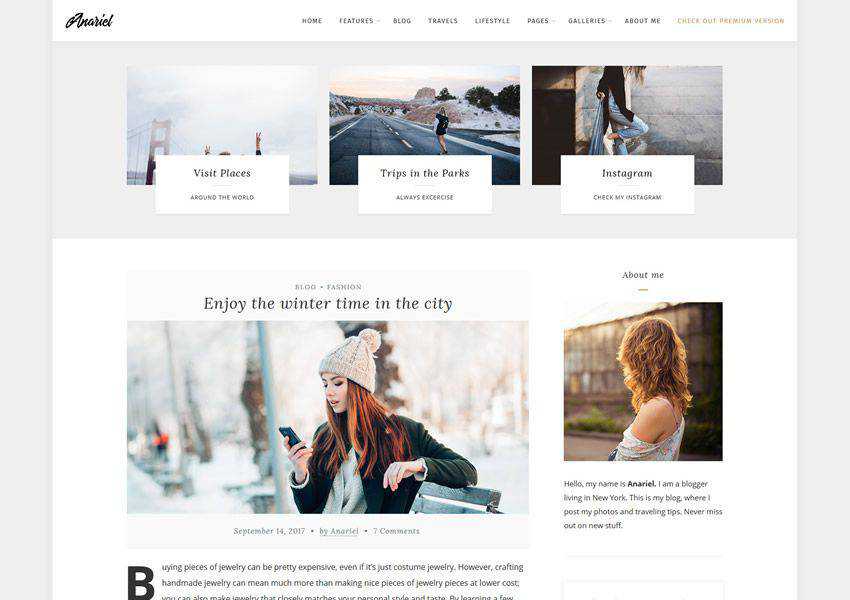 Anariel Lite free wordpress theme wp responsive fashion lifestyle blog