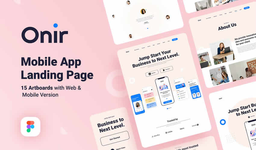 Onir - Mobile App Landing Page Figma Template free figma ui web layout template