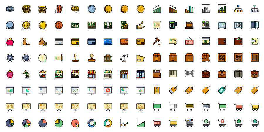 170 Retro Business Icons