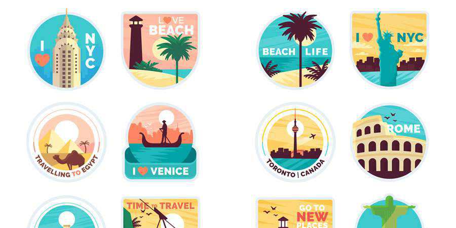 Flat 28 Free Travel Sticker Templates in AI & EPS Formats