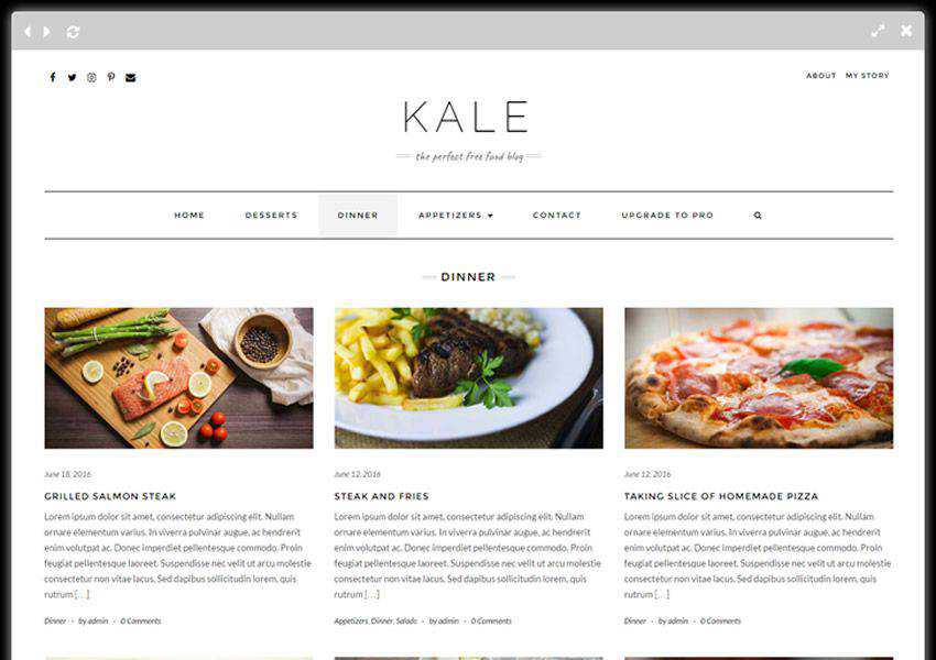 kale free wordpress theme wp responsive food culinary restaurant foodie lifestyle