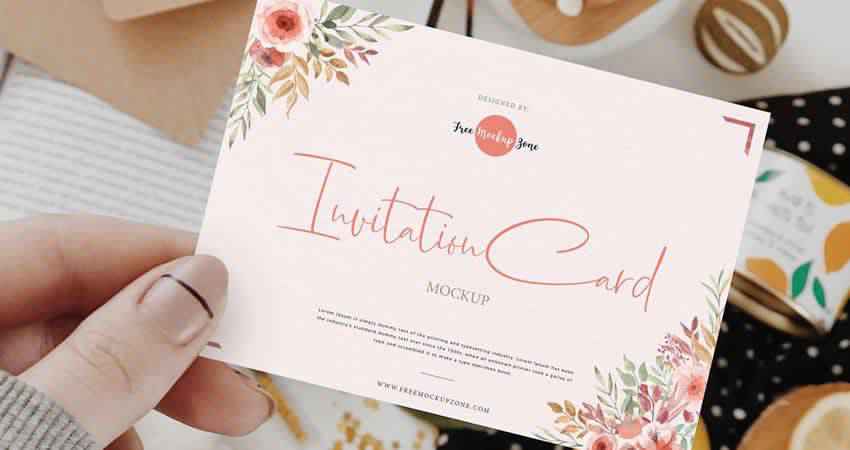 Handheld Invitation Card Mockup Template Photoshop PSD