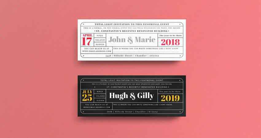 Vintage Invitation Ticket Template Photoshop PSD