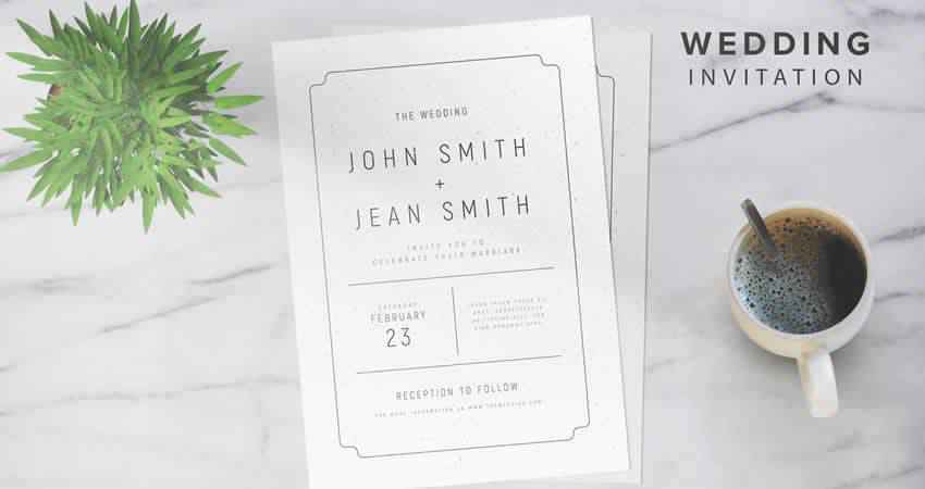 Minimal Wedding Invitation Photoshop PSD AI