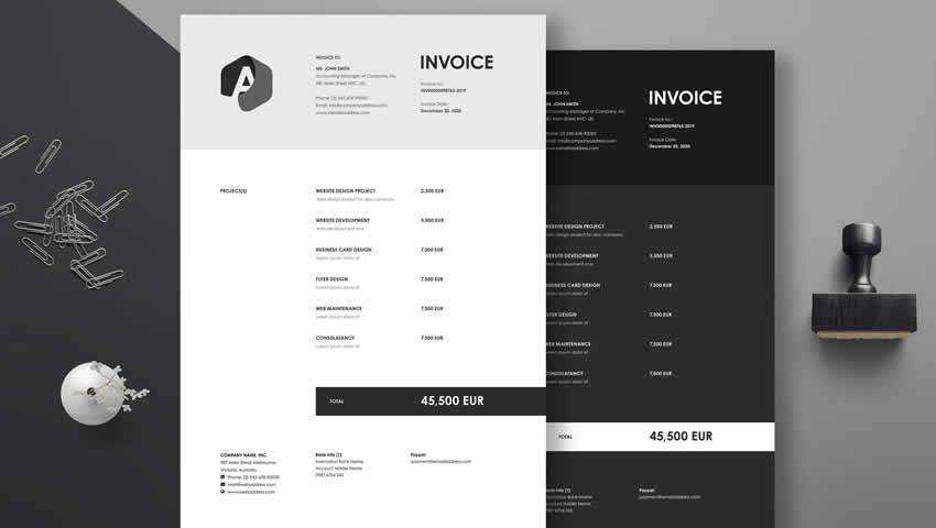 Minimal Invoice Template Photoshop PSD