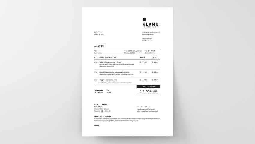 Modern Simple Unique Invoice INDD