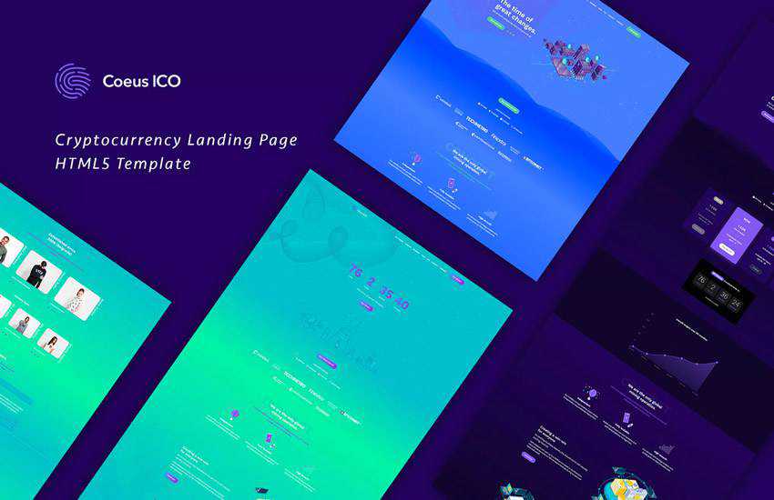 Coeus Cryptocurrency Landing Page HTML web design layout adobe photoshop template free psd format