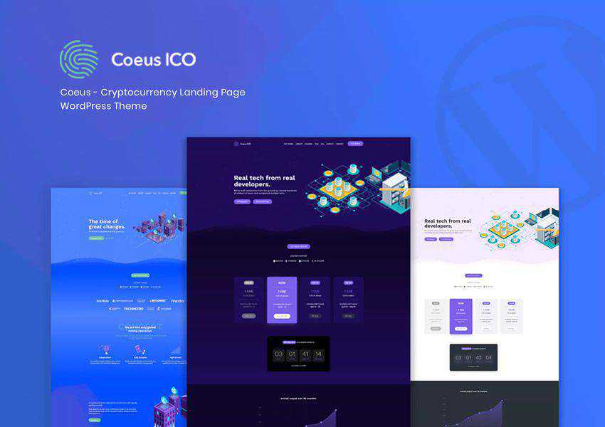 Coeus Cryptocurrency wordpress theme landing page business