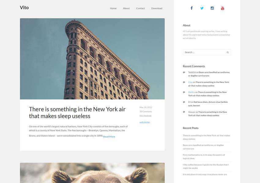 vito clean free wordpress theme wp responsive blog minimal design minimalist lightweight