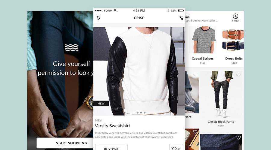 Crisp Free Ecommerce mobile app ui kit Sketch ios android