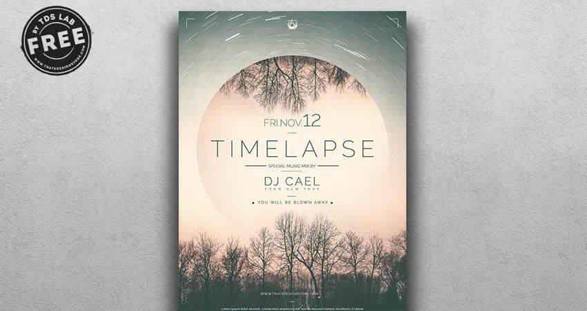 Time Lapse DJ Event Flyer Template Photoshop PSD