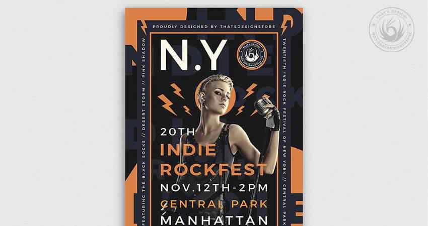 Indie Rock Flyer Template Photoshop PSD