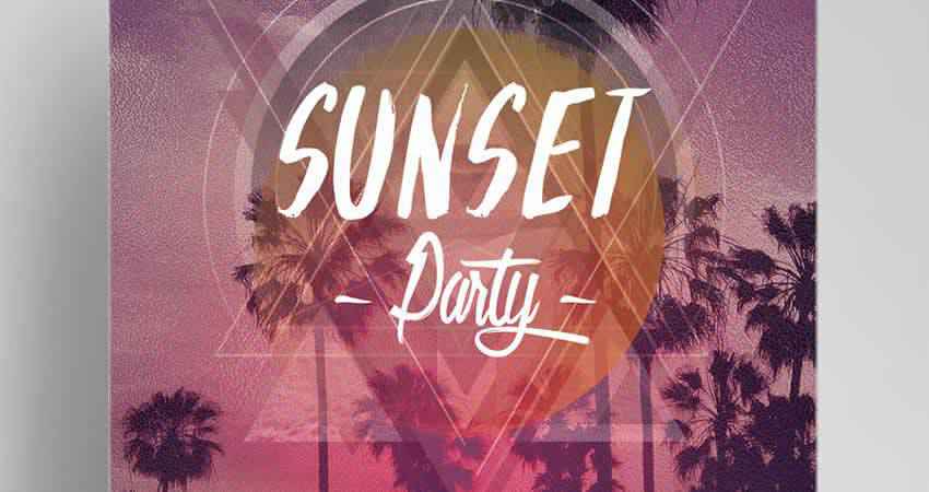 Sunset Party Flyer Template Photoshop PSD