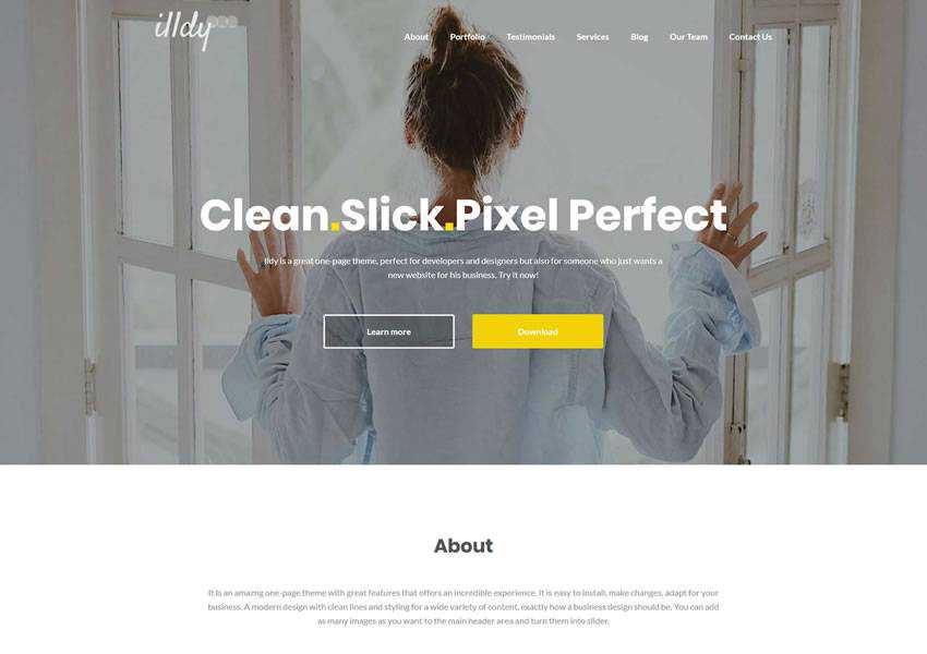 Illdy free wordpress theme wp responsive one-page single page scroll