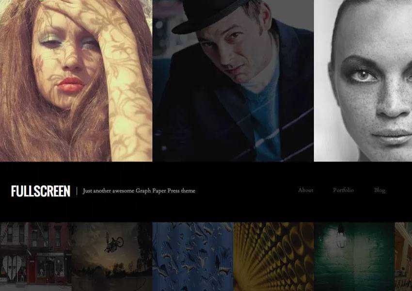 Fullscreen One-Column free wordpress theme wp responsive photographer portfolio camera