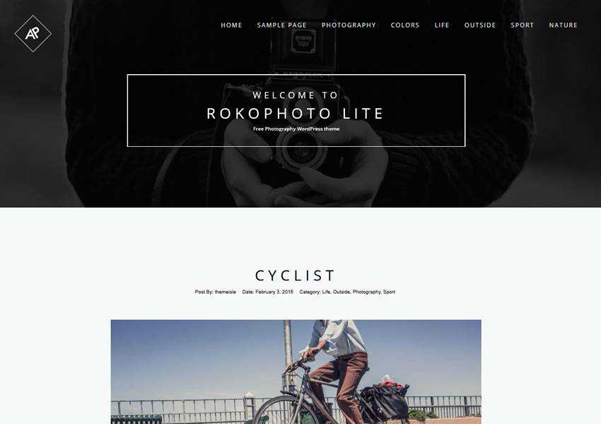 Rokophoto free wordpress theme wp responsive photographer portfolio camera