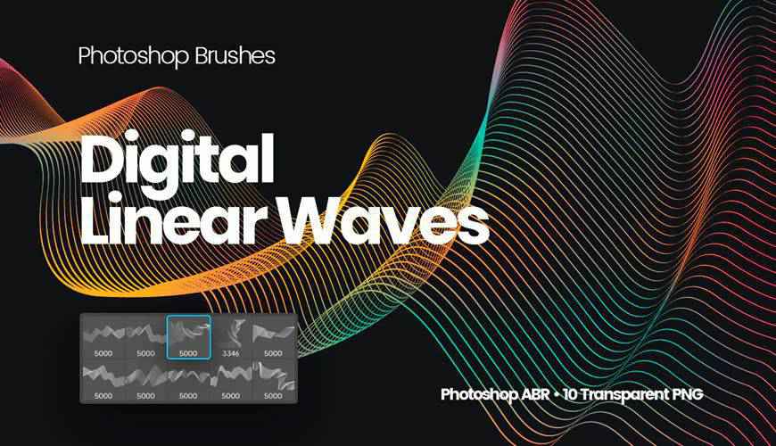 Digital Linear Waves abstract fractal geometrical photoshop brushes free