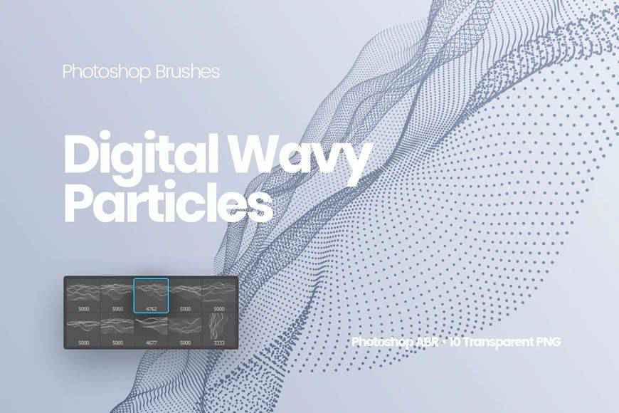 Digital Wavy Particles technology tech industrial photoshop brushes free