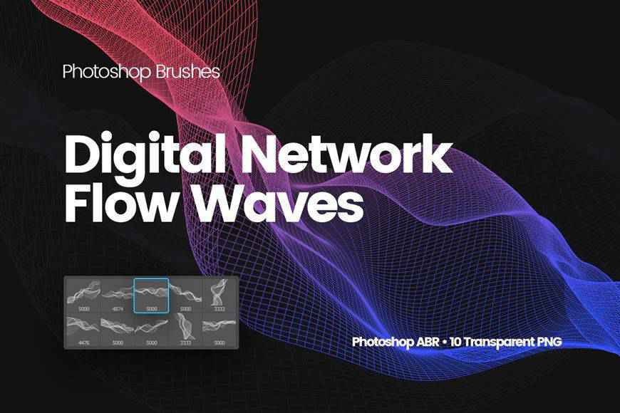 Digital Network Flow of Waves technology tech industrial photoshop brushes free