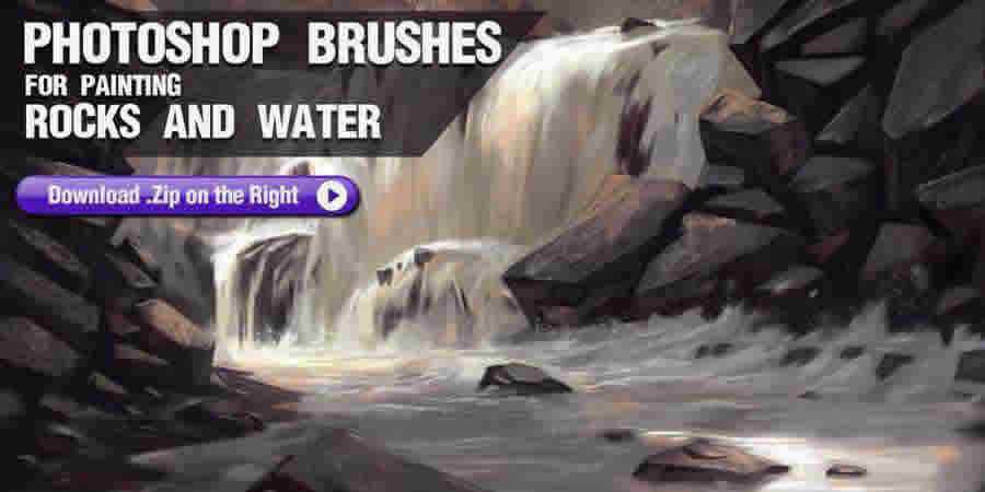  Photoshop Brushes for Painting Rocks and Water ABR