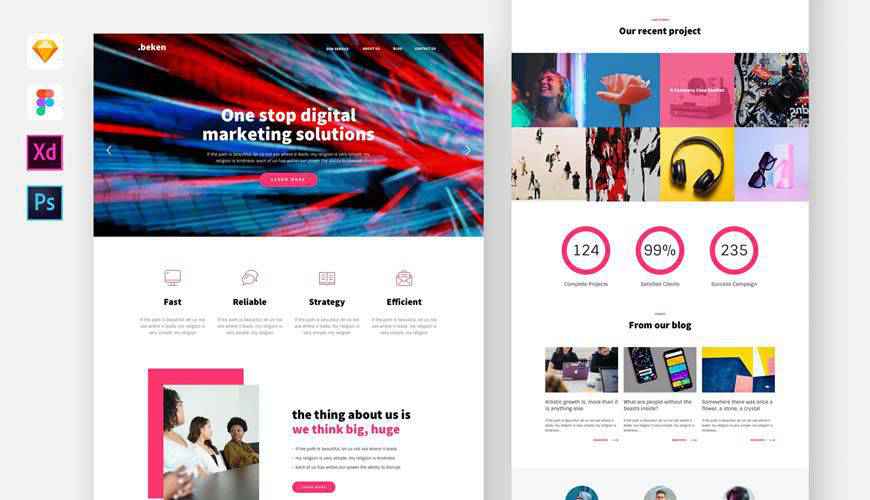 Beken Digital Agency PSD Web Template Adobe Photoshop