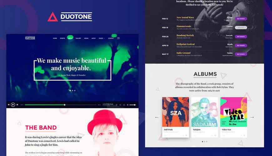 Music Band Responsive  PSD Web Template Adobe Photoshop