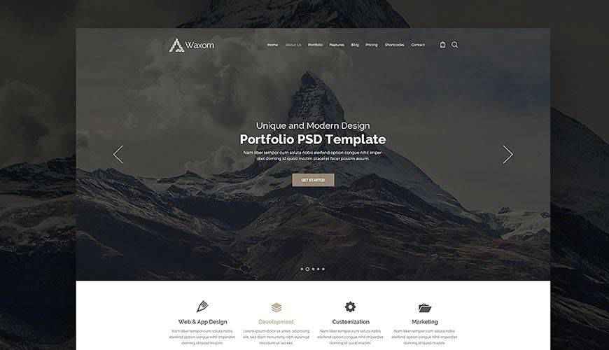 Waxom Homepage PSD Web Template Adobe Photoshop