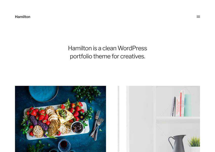 Hamilton free wordpress theme wp responsive creative designer agency portfolio camera