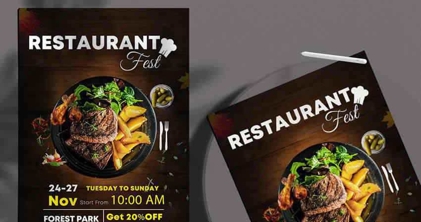 Restaurant Fest Flyer Template Photoshop PSD