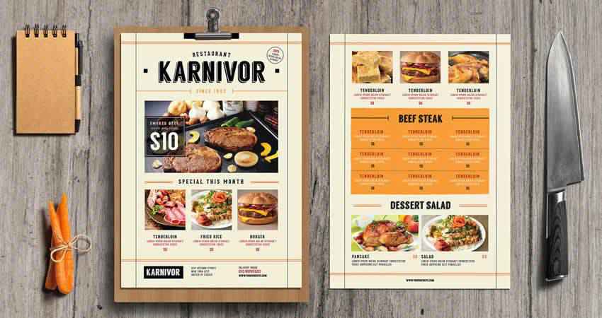 Restaurant Flyer Menu Template Photoshop PSD AI