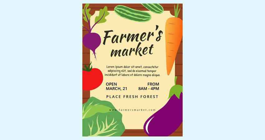 Farmers Market Flyer Template Photoshop PSD