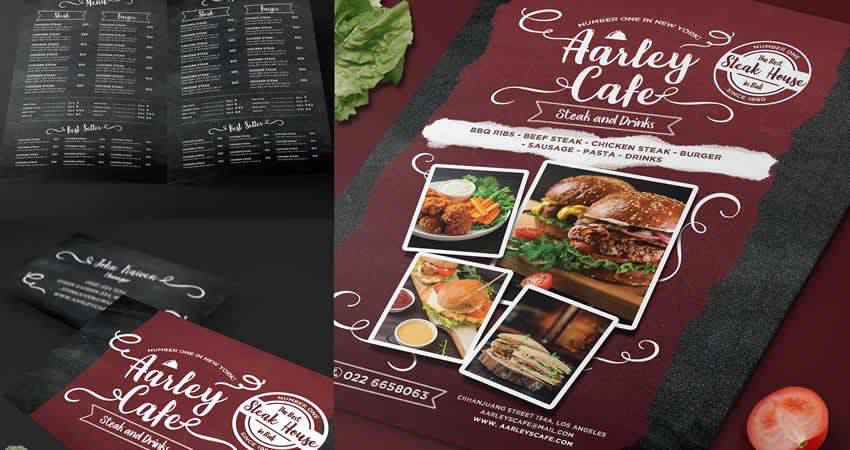 Blackboard Food Menu Flyer Template Photoshop PSD