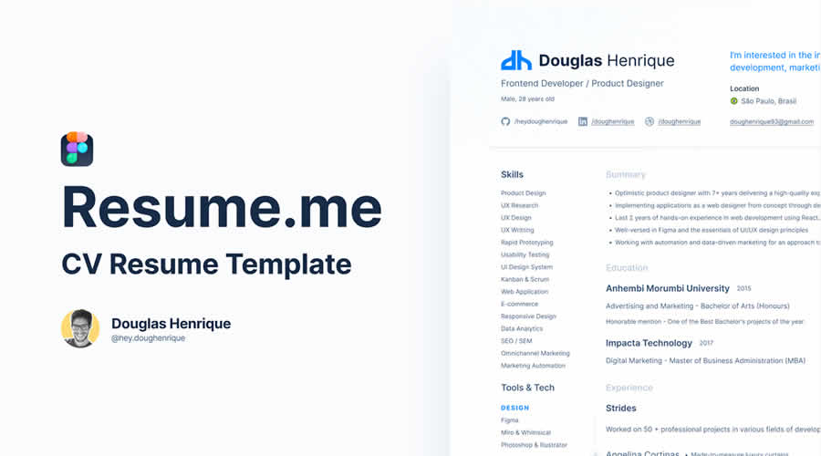 Clean & Professional Resume Template Figma Format