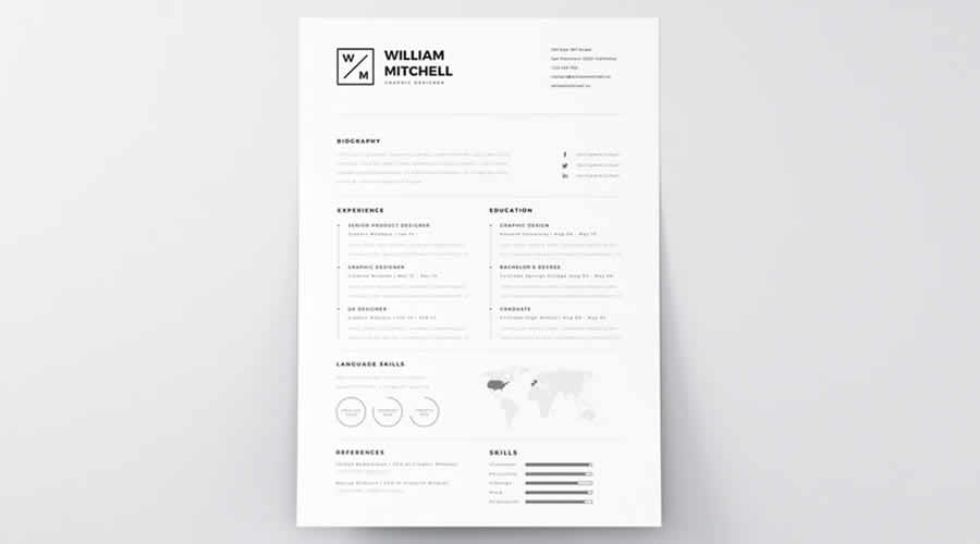 Minimalistic Free Resume Template Illustrator AI