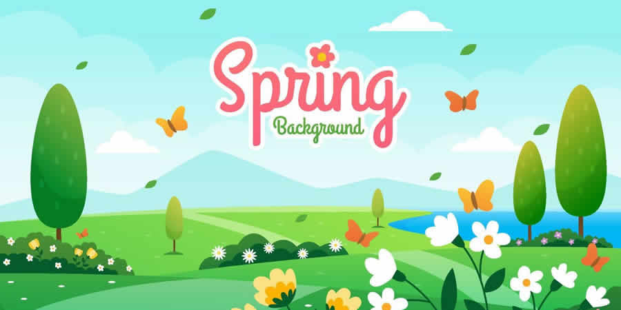 Spring Season Landscape Vector Background spring pastel vector template