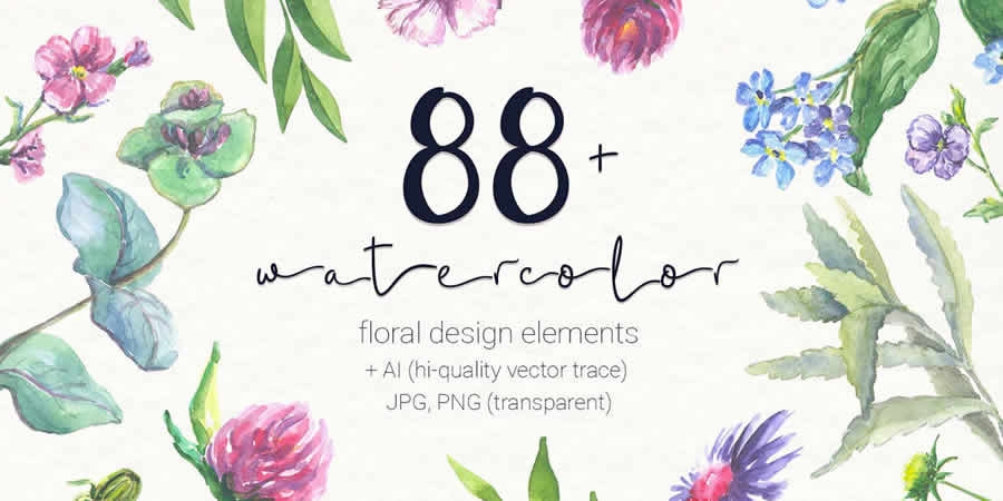 Watercolor Floral Elements spring pastel vector template